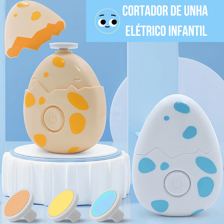 Aparador de unhas infantil elétrico (baby dino) + Brinde Livro (manual para uma rotina saudável para o bebê) - Sorriso Infantil